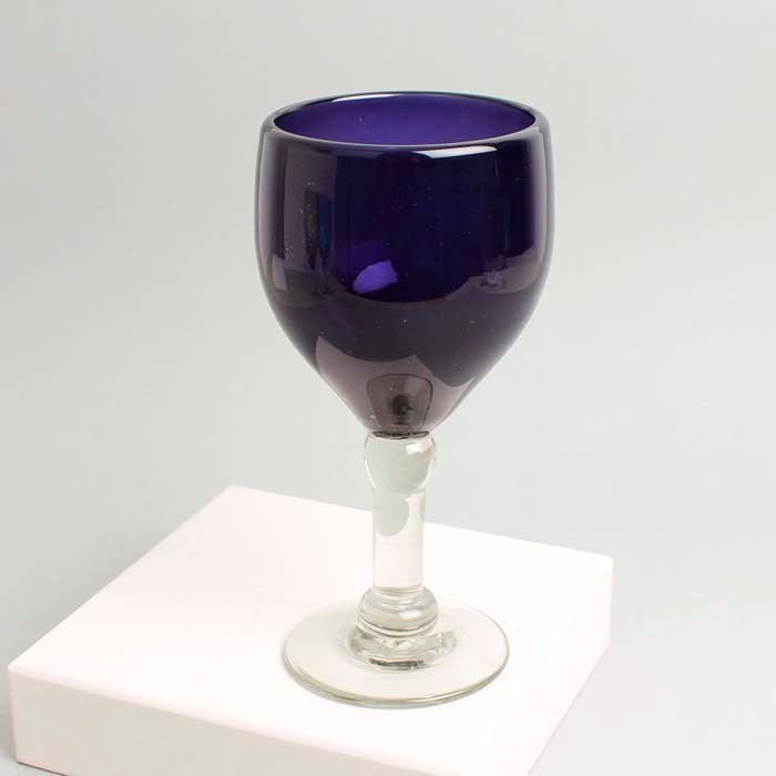 Chunky Recycled Wine Glass - Purple - Green Tulip