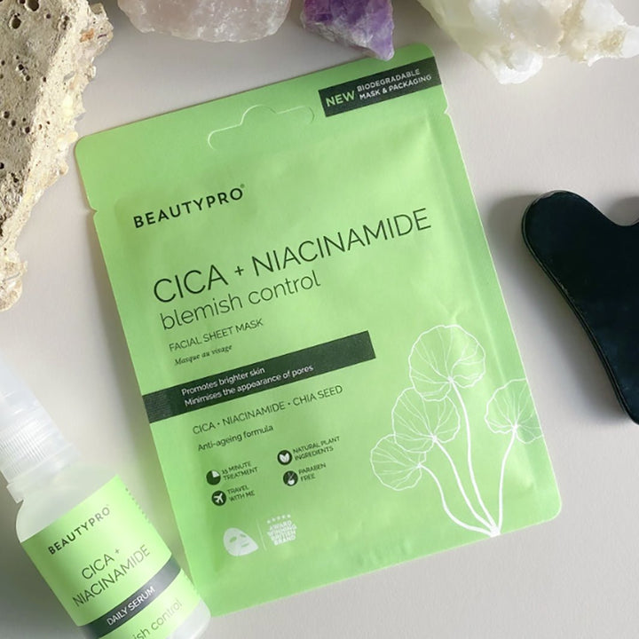 Cica + Niacinamide Blemish Control Facial Sheet Mask - Green Tulip