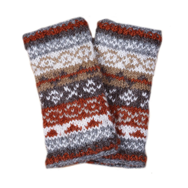 Classic Fairisle Grey Fair Isle Handwarmers - Green Tulip