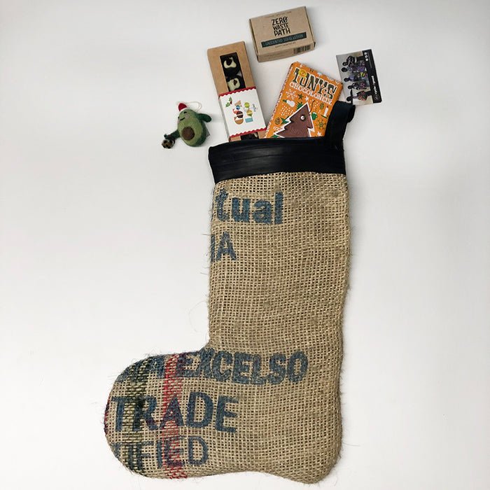 Coffee Sack Christmas Stocking - Green Tulip