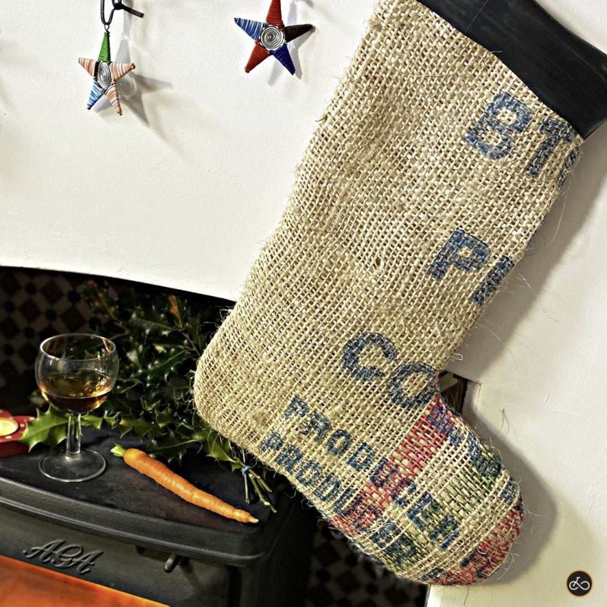 Coffee Sack Christmas Stocking - Green Tulip