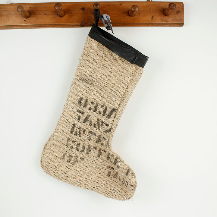 Coffee Sack Christmas Stocking - Green Tulip