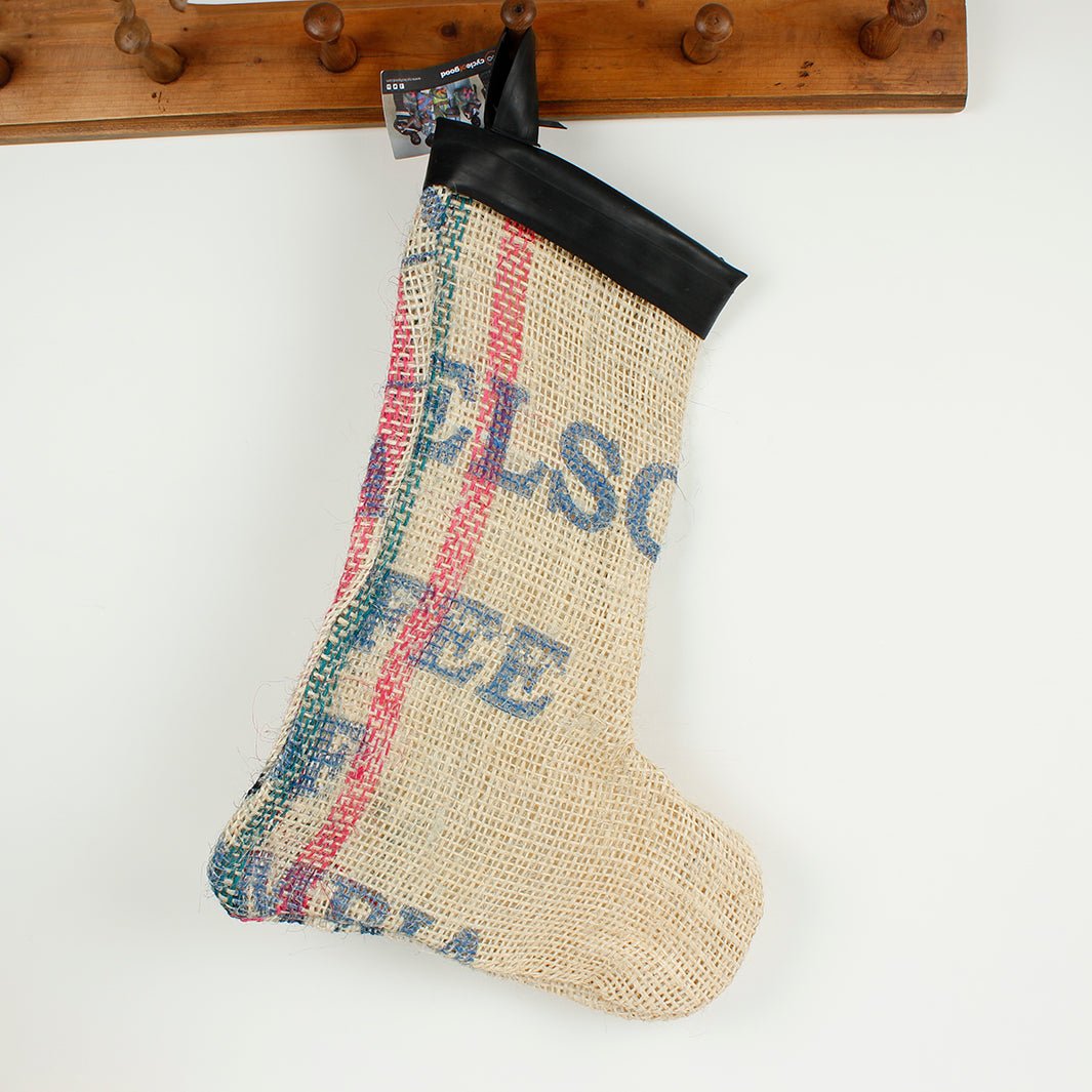 Coffee Sack Christmas Stocking - Green Tulip