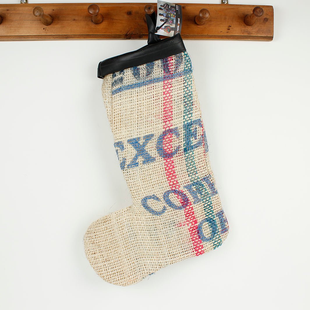 Coffee Sack Christmas Stocking - Green Tulip