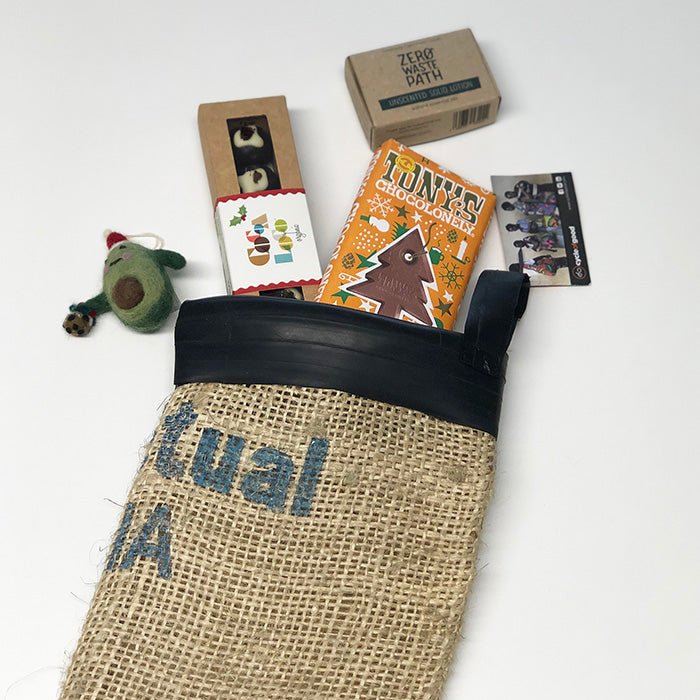 Coffee Sack Christmas Stocking - Green Tulip