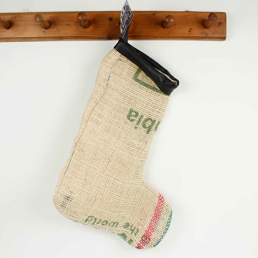 Coffee Sack Christmas Stocking - Green Tulip