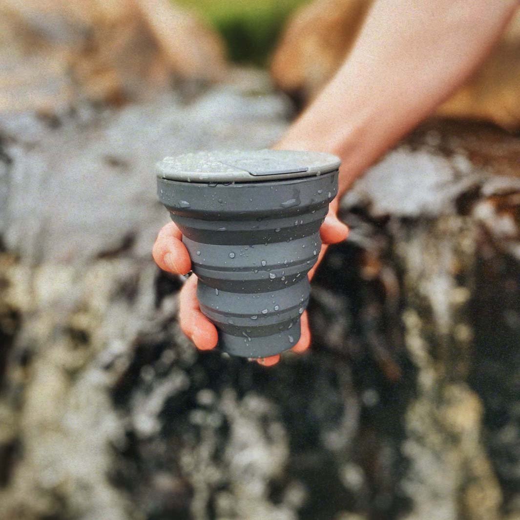 Collapsible Silicone Cup - 12oz - Green Tulip