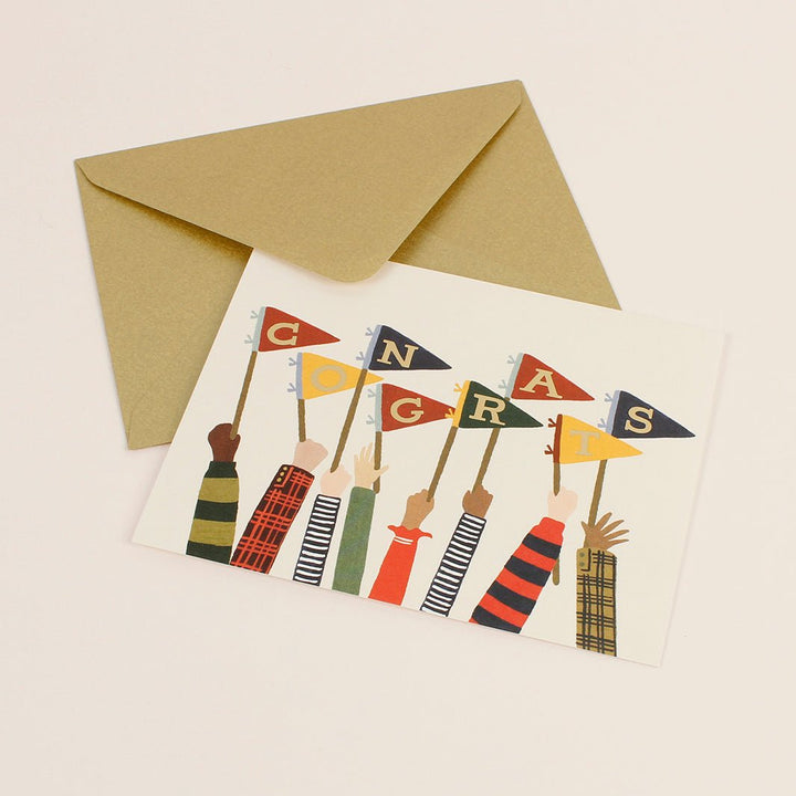 Congrats Pennants Card - Green Tulip