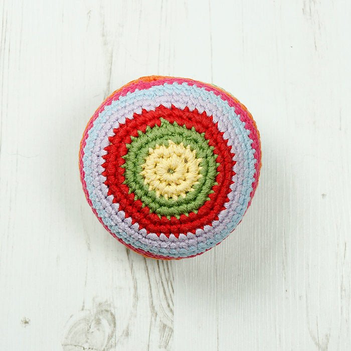 Crochet Ball Rattle - Multi Stripe - Green Tulip
