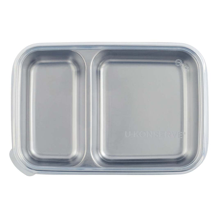 Divided Rectangle Container with Silicone Lid- Clear - Green Tulip