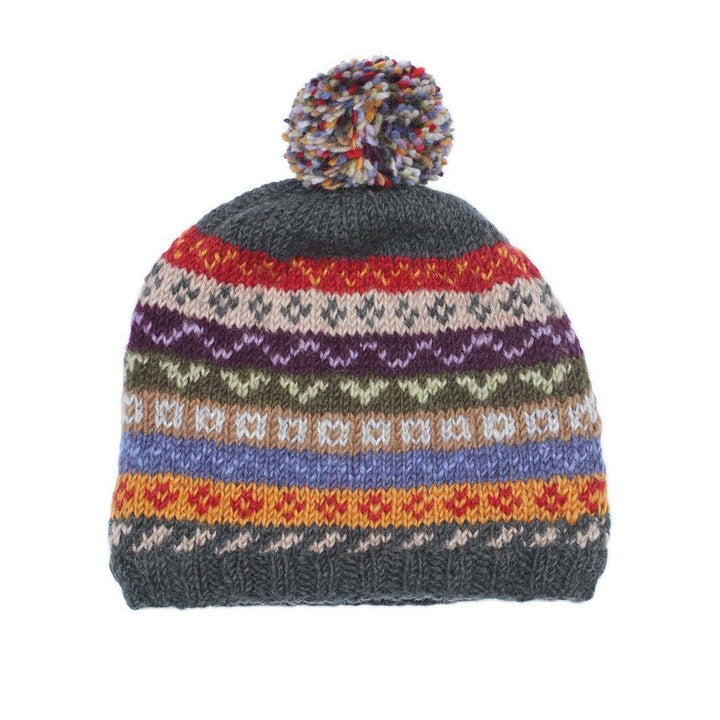 Elveden Stripe Bobble Beanie - Green Tulip