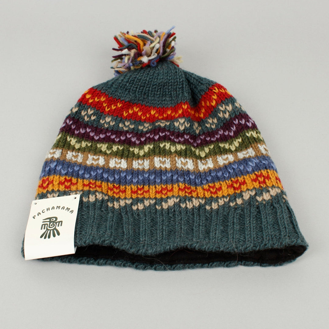 Elveden Stripe Bobble Beanie - Green Tulip