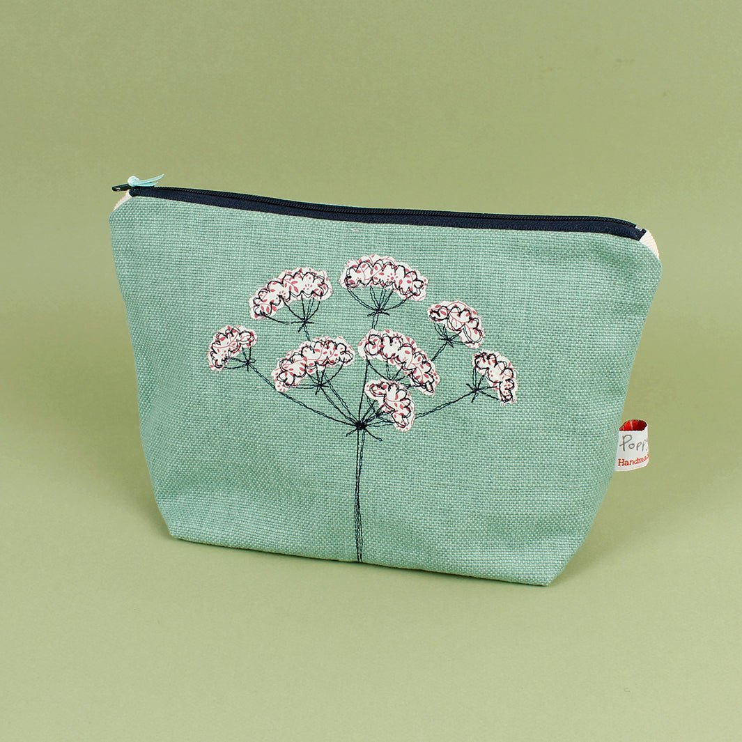 Embroidered Makeup Bag - Green Tulip