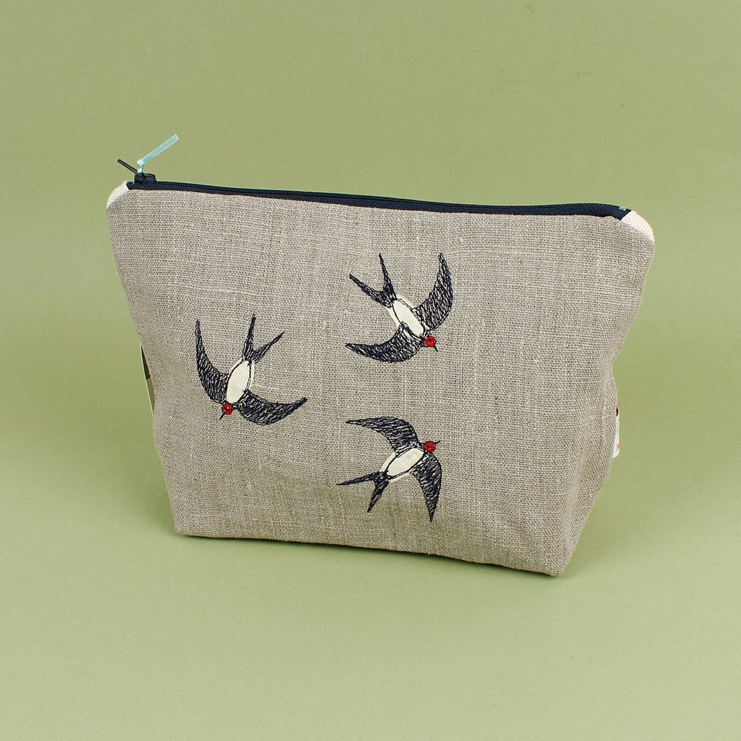 Embroidered Makeup Bag - Green Tulip