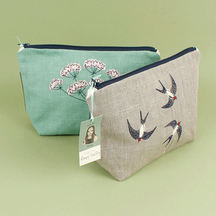 Embroidered Makeup Bag - Green Tulip