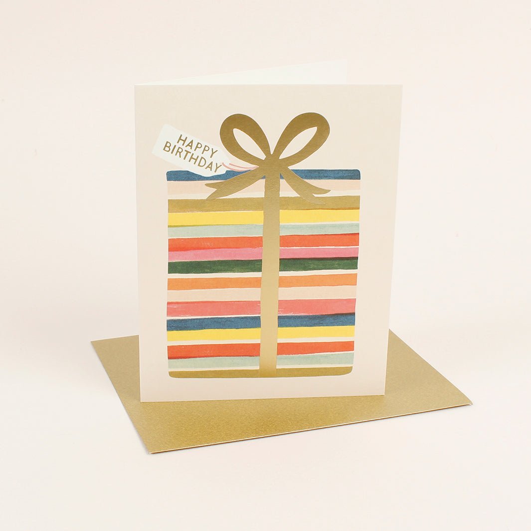 Feliz Birthday Present Card - Green Tulip