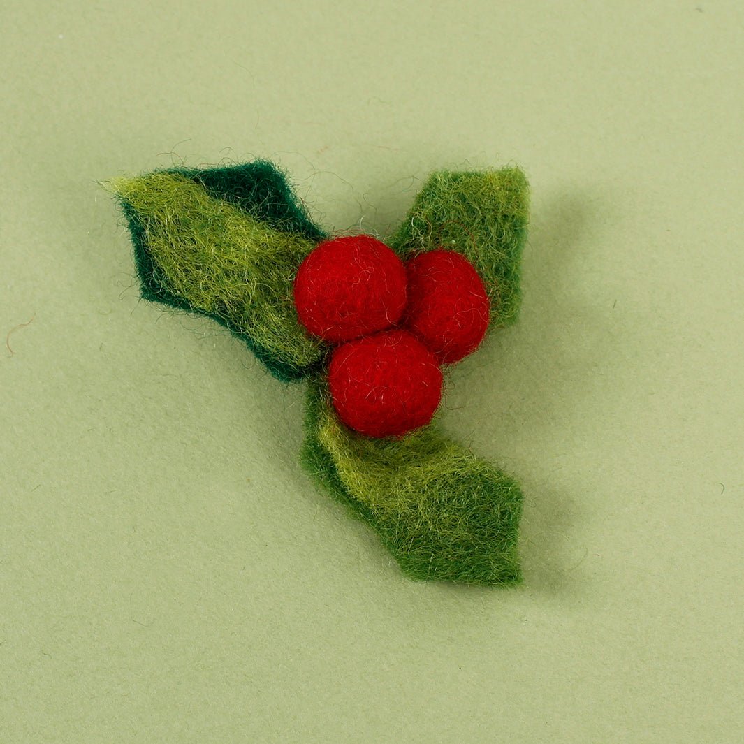 Felt Christmas Brooch - Green Tulip