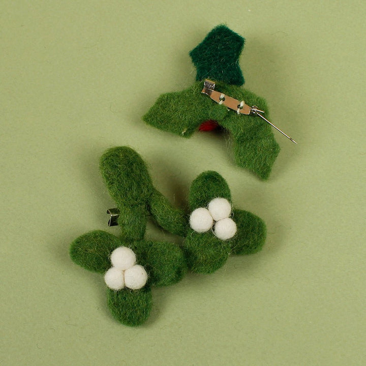 Felt Christmas Brooch - Green Tulip