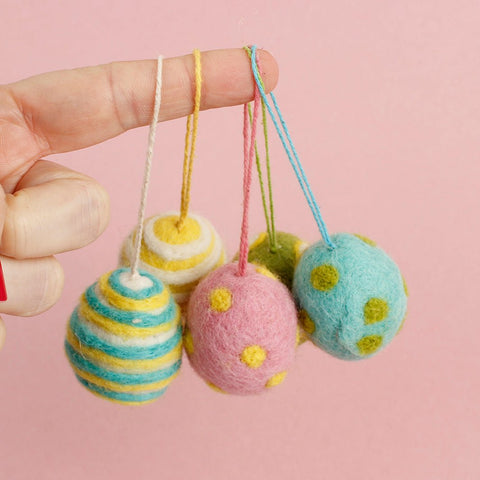 Felt Easter Egg Decorations - Set of 5