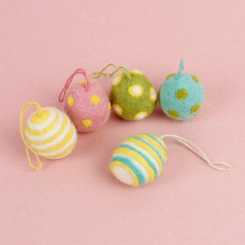 Felt Easter Egg Decorations - Set of 5