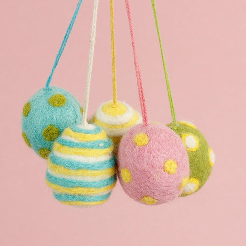 Felt Easter Egg Decorations - Set of 5