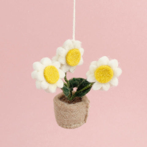 Felt Hanging Pot of Daisies