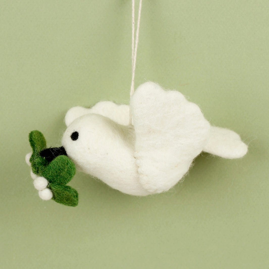 Felt Mistletoe Dove - Green Tulip