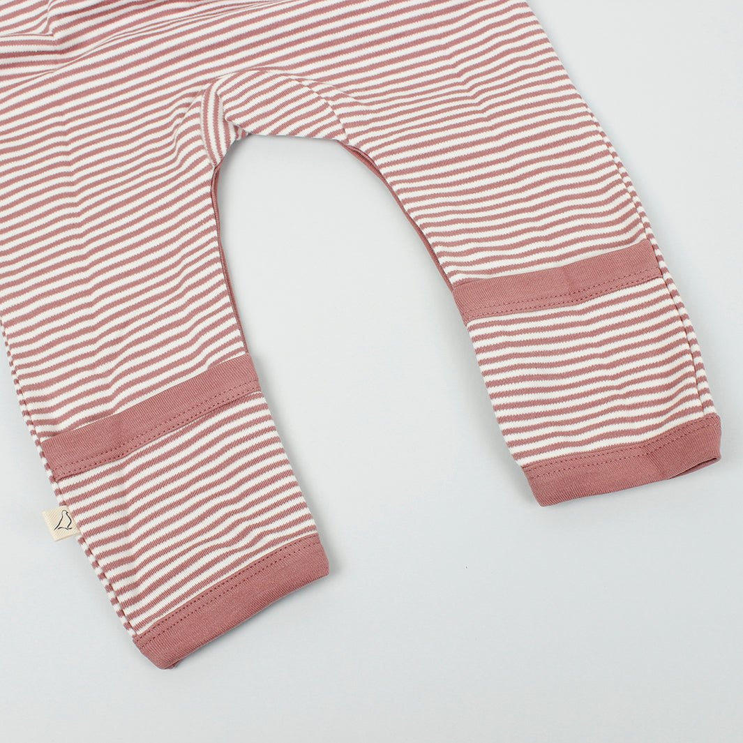 Fine Stripe Kimono Romper - Rose Pink - Green Tulip