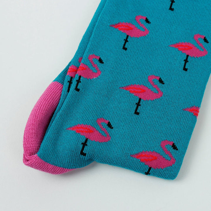 Flamingo Bamboo Socks - Shoe Size 4-7 - Green Tulip
