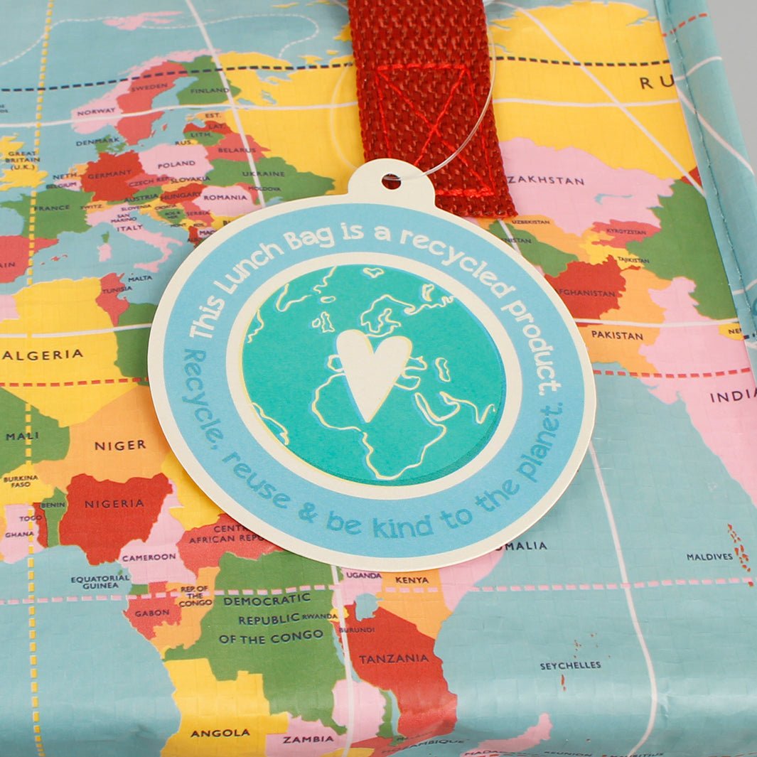 Foil Insulated Lunch Bag - World Map - Green Tulip