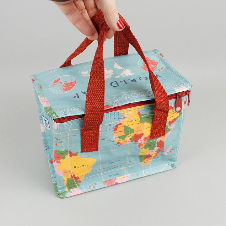 Foil Insulated Lunch Bag - World Map - Green Tulip