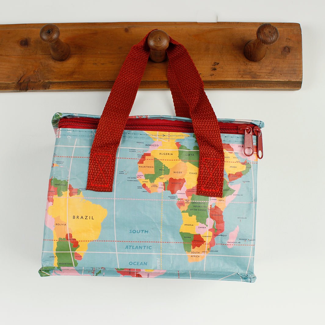 Foil Insulated Lunch Bag - World Map - Green Tulip