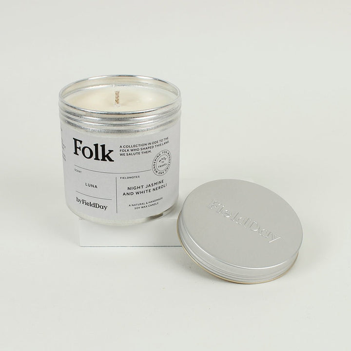 Folk Tin Candle - Green Tulip