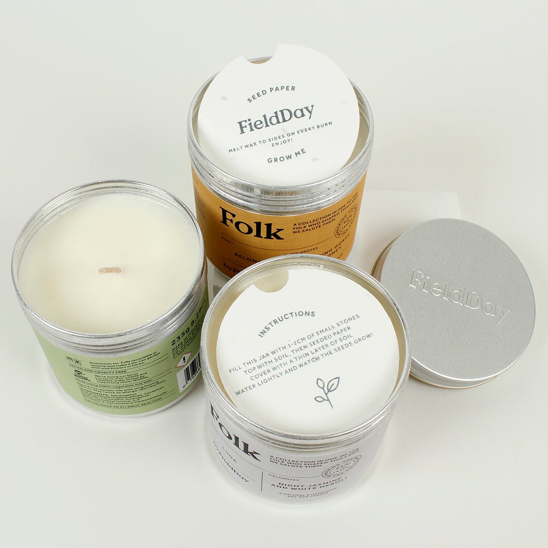 Folk Tin Candle - Green Tulip