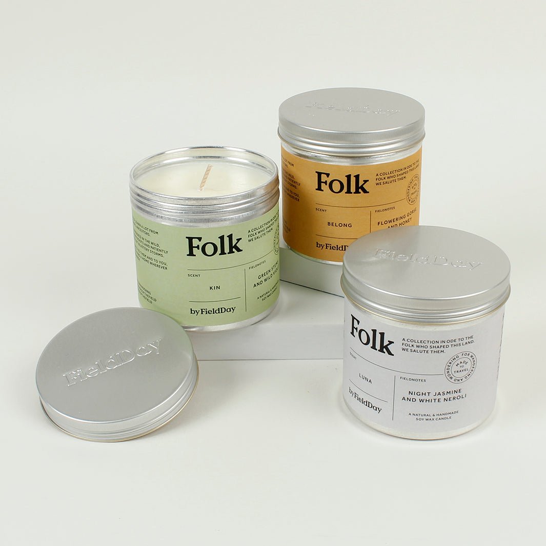 Folk Tin Candle - Green Tulip