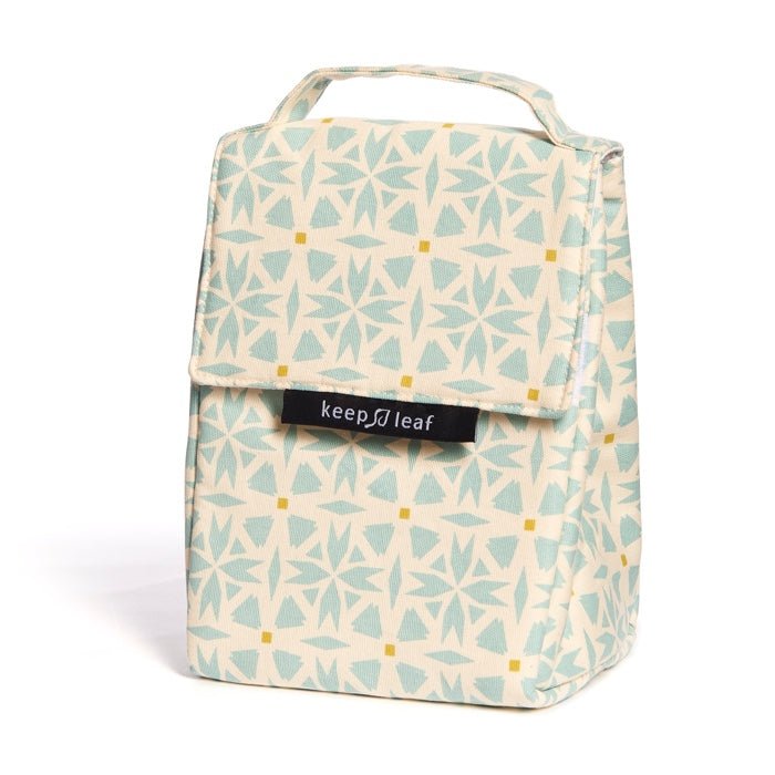 Geo Organic Cotton Insulated Lunch Bag - Green Tulip