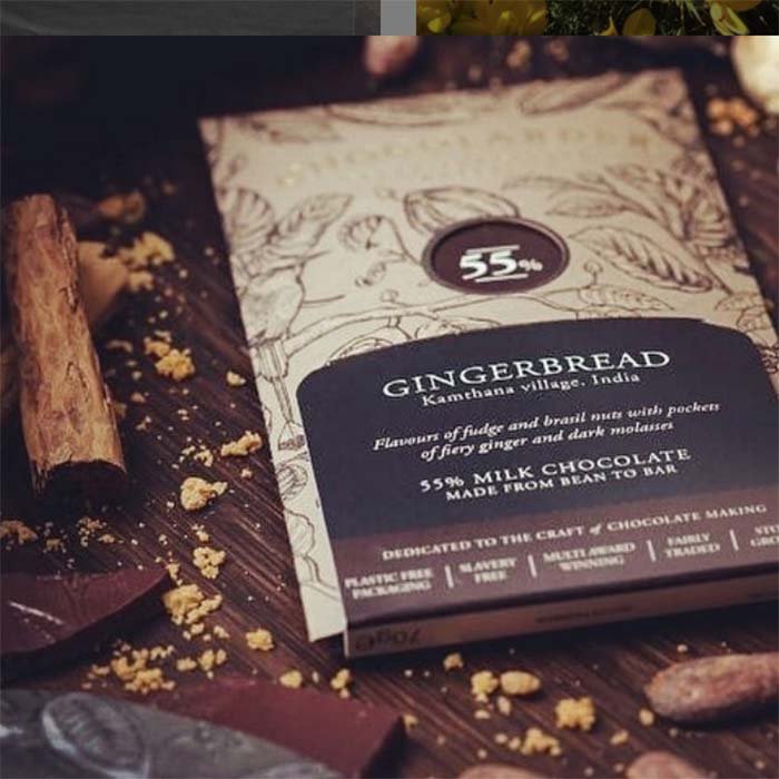 Gingerbread 55% Milk Chocolate Bar - Green Tulip