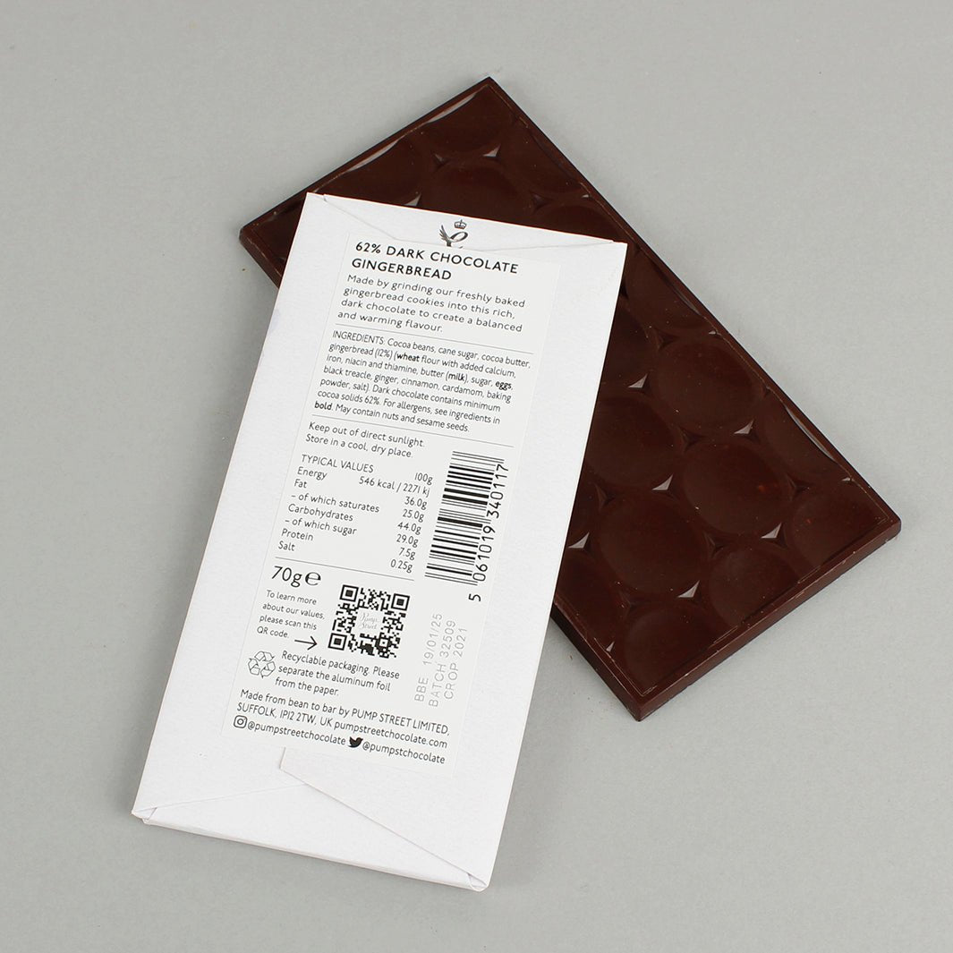 Gingerbread 62% Dark Chocolate Bar - Green Tulip