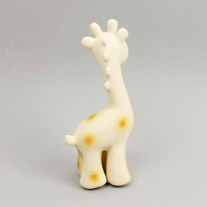 Giraffe Organic Rubber Teether, Rattle & Bath Toy - Green Tulip