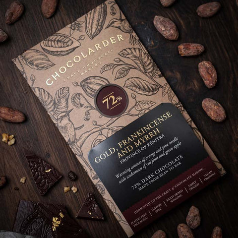 Gold, Frankincense & Myrrh 72% Dark Chocolate Bar