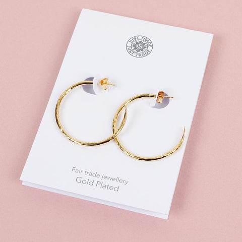 Gold Plated Hoop Earrings - Large