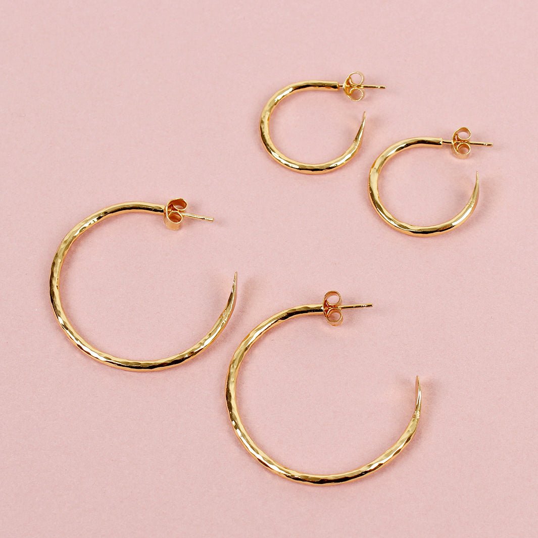 Gold Plated Small Hoop Earrings - Green Tulip