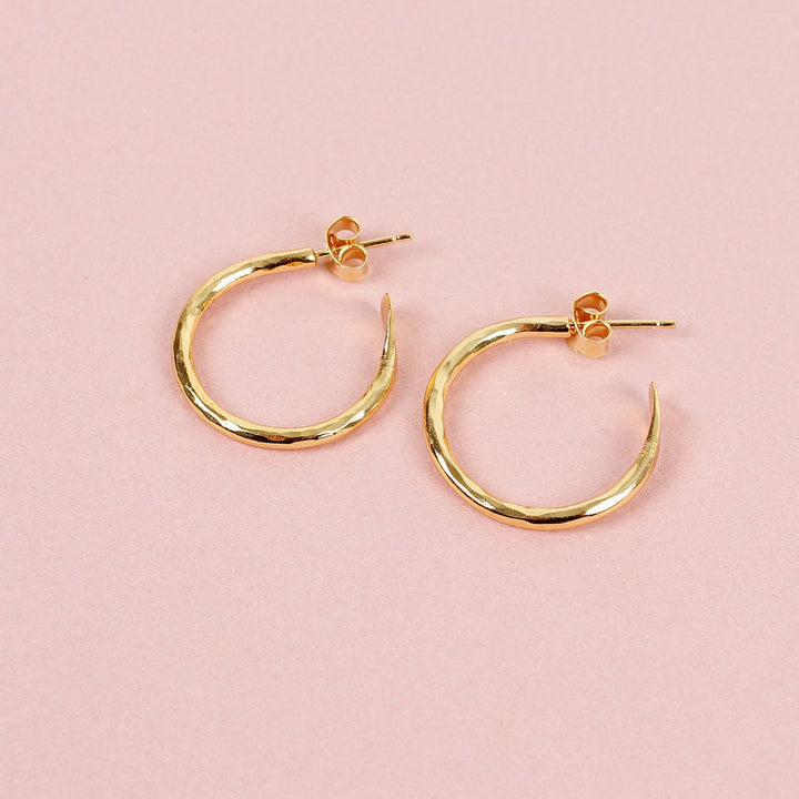 Gold Plated Small Hoop Earrings - Green Tulip