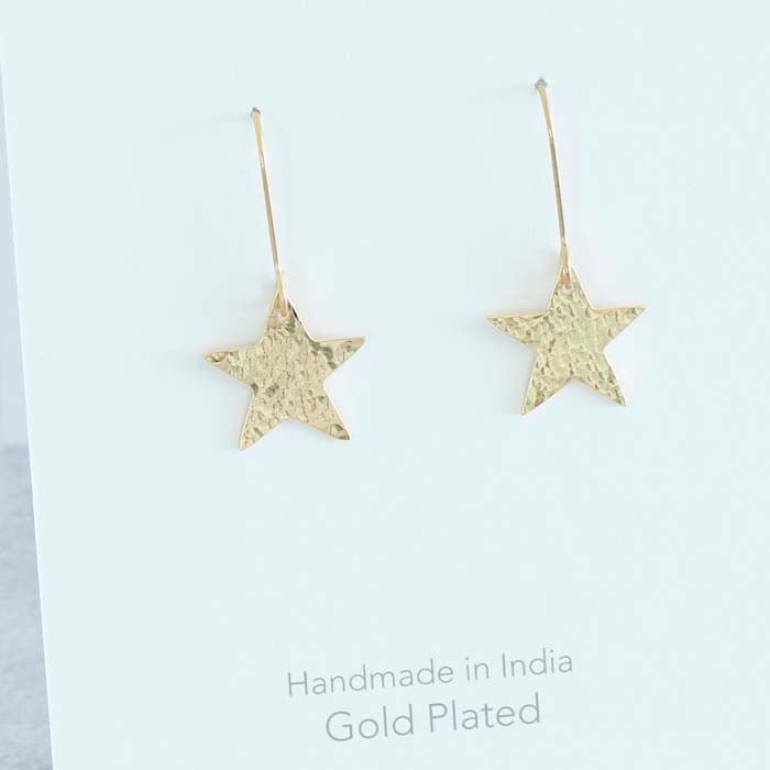 Gold Plated Star Earrings - Green Tulip