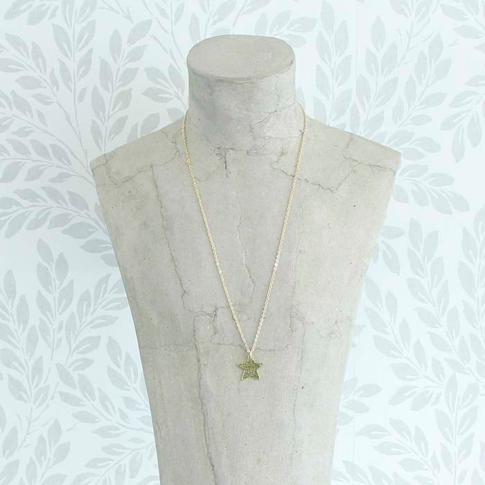 Gold Plated Star Pendant - Green Tulip