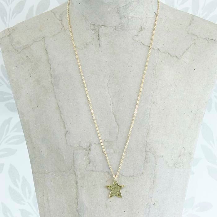 Gold Plated Star Pendant - Green Tulip