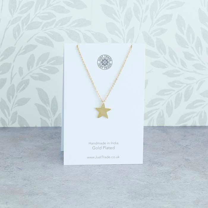 Gold Plated Star Pendant - Green Tulip