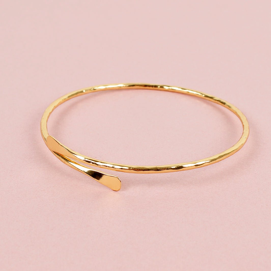 Gold Plated Wrap Bangle - Green Tulip