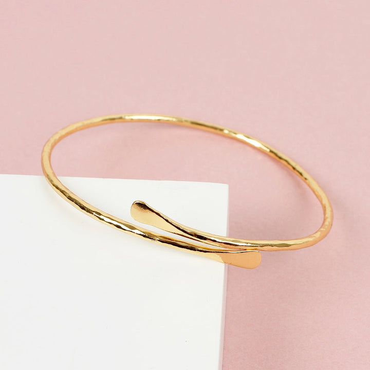 Gold Plated Wrap Bangle - Green Tulip