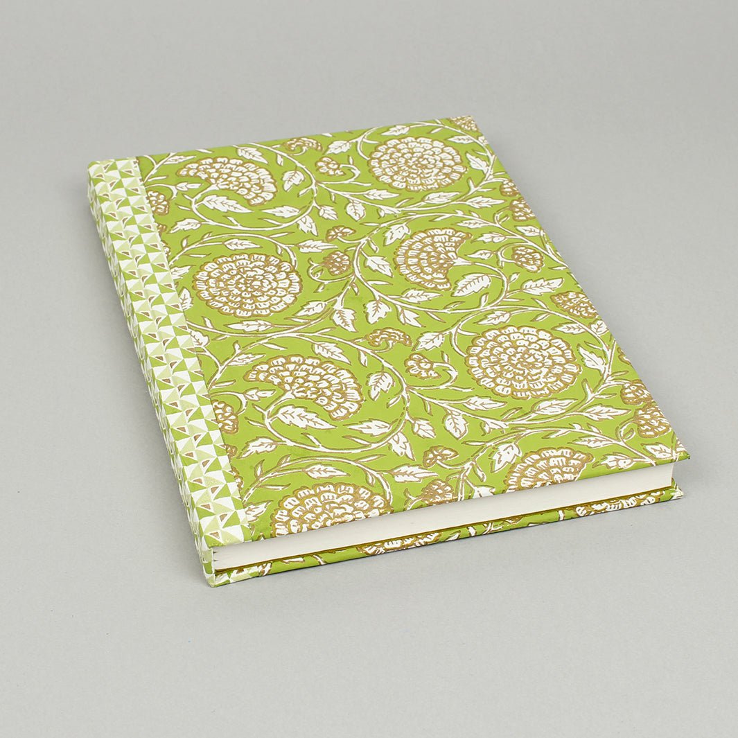 Handmade A5 Notebook - Green Tulip